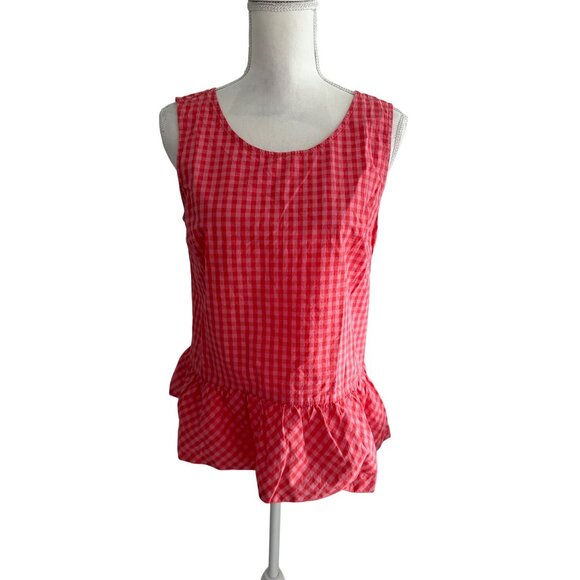 J CREW Gingham Peplum Tie Back Tank Top Size Small - Picture 4 of 7
